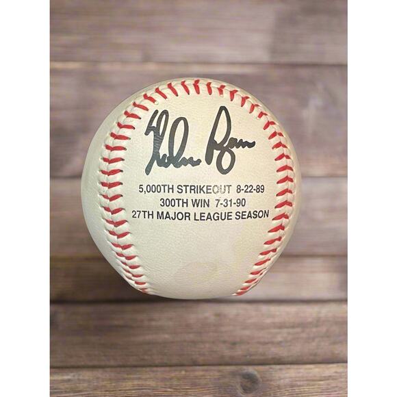Nolan Ryan Commemorative Baseball 5,000th Strikeout, 300th Win, 27th Season - Picture 1 of 4